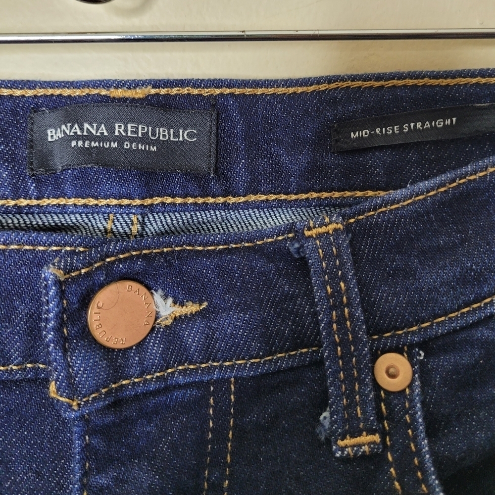 Banana Republic Premium Denim Dark Blue Straight Leg Jeans - Picture 4 of 8